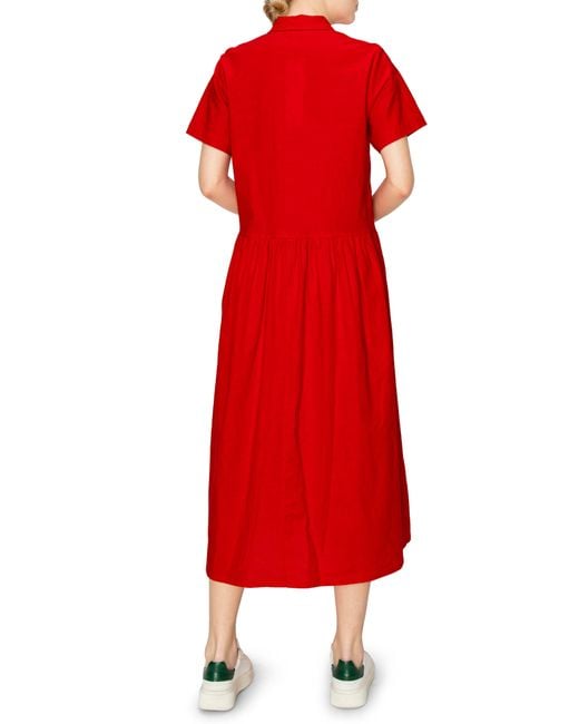 MELLODAY Red Pocket Shirtdress