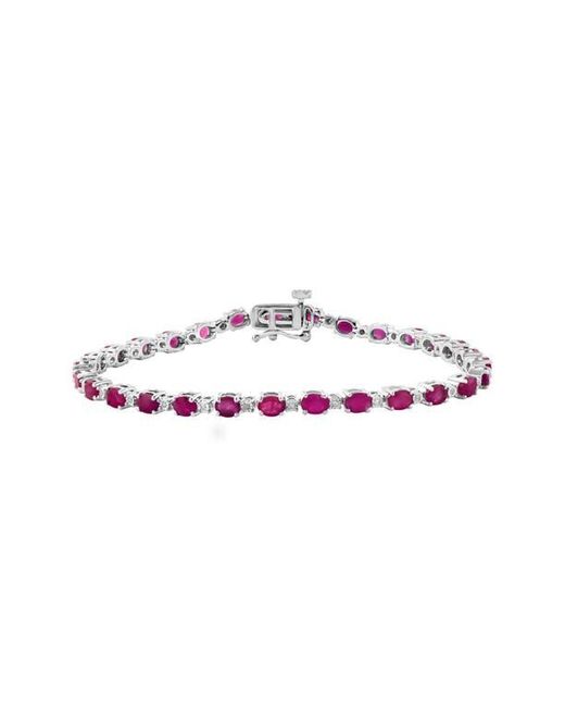 Effy Red Sterling Ruby Diamond Bracelet
