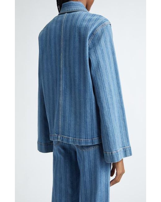 Veronica Beard Blue Dahl Stripe Denim Chore Jacket