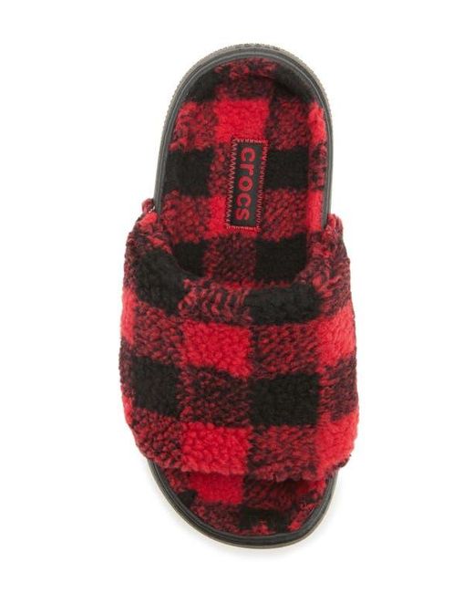 CROCSTM Red Classic Buffalo Check Slide Slipper