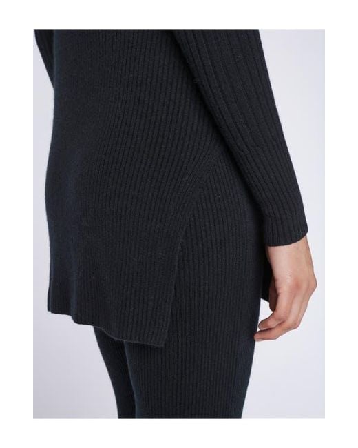FRAME Black Rib Cashmere Blend Tunic Sweater