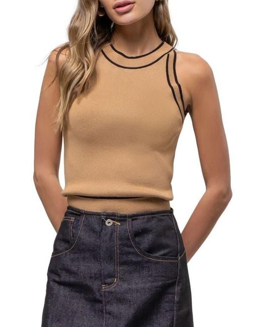 Blu Pepper Blue Contrast Knit Tank