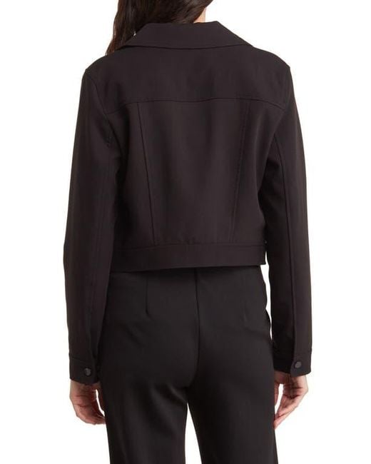 Tahari Black Snap Front Crop Jacket