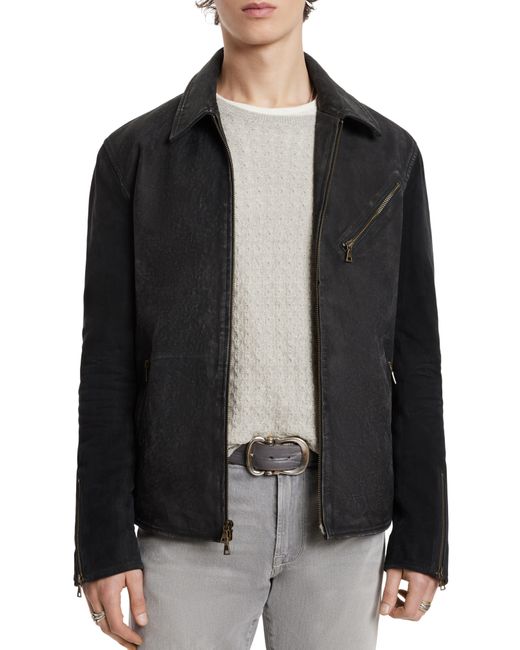 John Varvatos Black Robert Sheepskin Leather Jacket for men