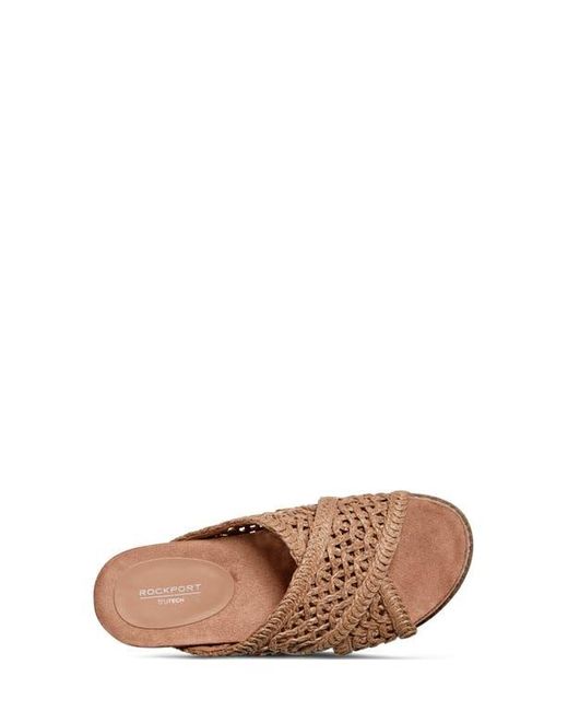 Rockport Brown Zora Woven Strap Slide Sandal
