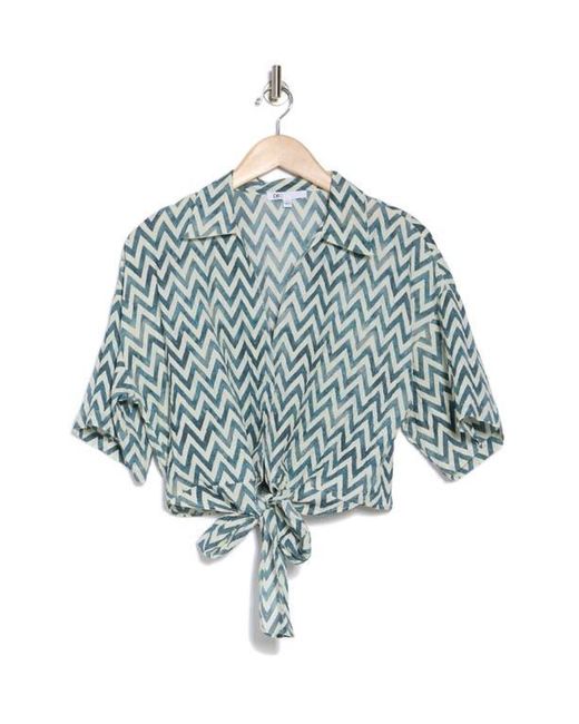 DR2 by Daniel Rainn Blue Short Sleeve Tie Front Top