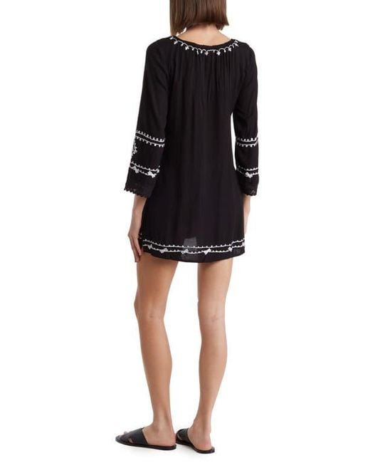 Boho Me Black Embroidered Sequin Cover-Up Tunic