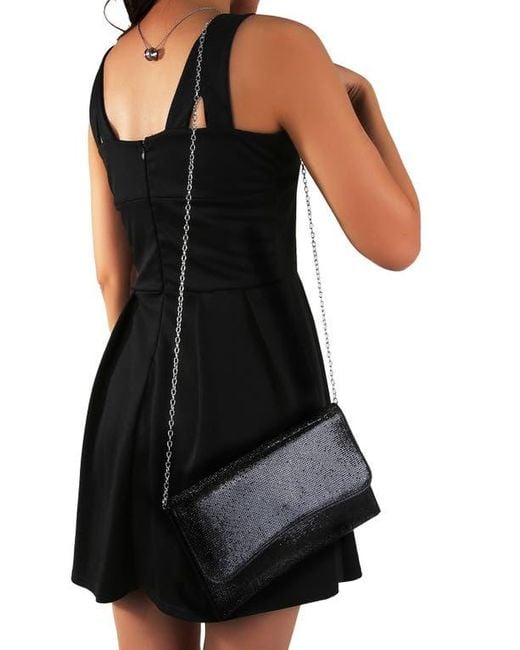 BERNESS Black Rhinestone Envelope Clutch