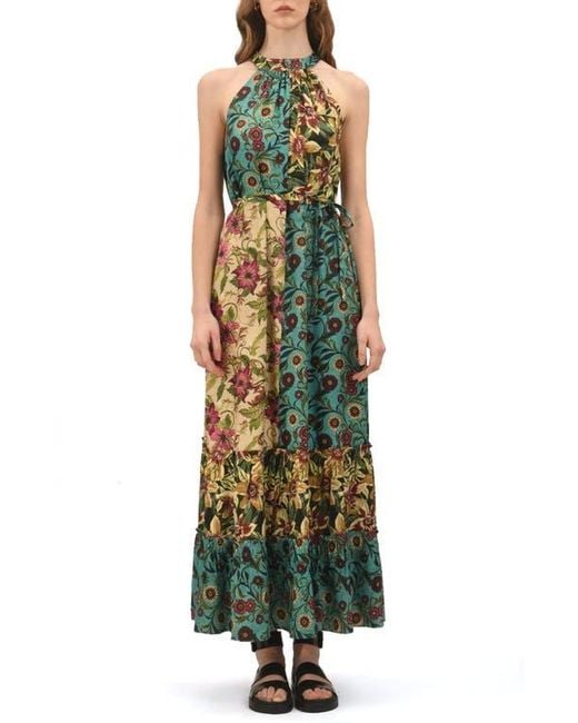 CELINA MOON Women's Green Moonlit Floral Maxi Dress - coffeafoods.com