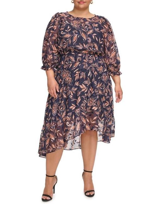 Eliza J Blue High-Low Midi Dress