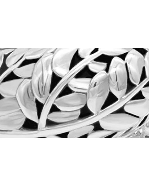 DEVATA White Sterling Silver Bali Leaf Bypass Ring