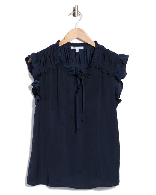 DR2 by Daniel Rainn Blue Ruffle Tie Neck Top