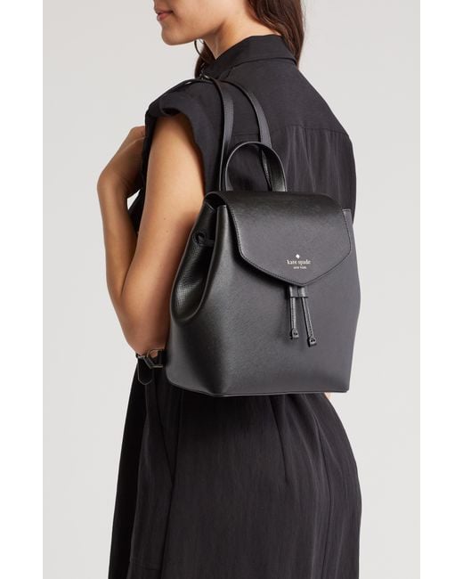 Kate Spade Black Lizzie Medium Flap Backpack