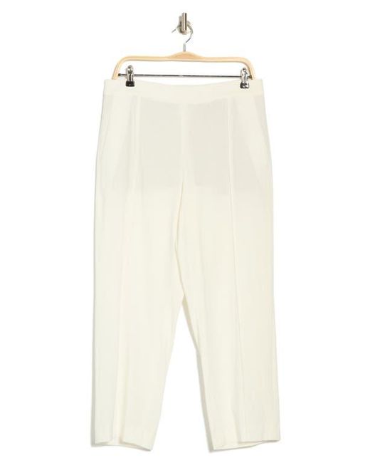 Vince White Pintuck Tapered Crop Linen Blend Trousers