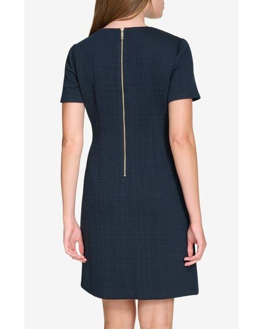 Tommy Hilfiger Blue Windowpane Short Sleeve Shift Dress