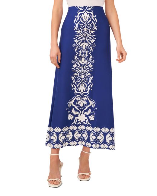 Halogen® Blue Printed Maxi Skirt