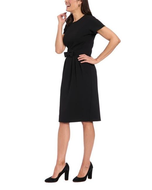 London Times Black Bow Waist Sheath Dress