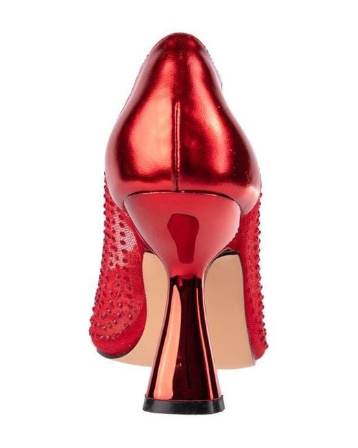 Lady Couture Red Rhinestone Mesh Pump
