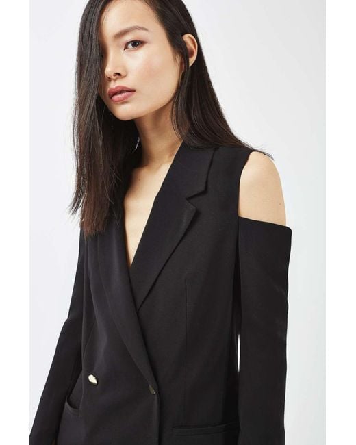 Open shoulder blazer sales