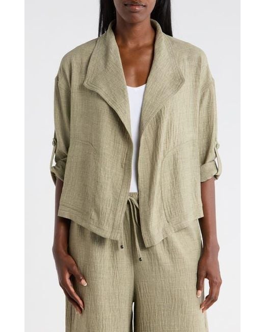 Max Studio Natural Textured Drape Jacket
