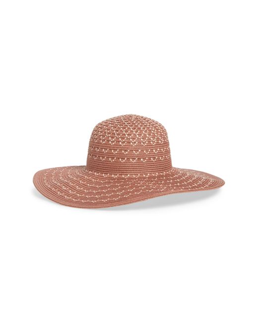 Nordstrom Pink Patterned Straw Floppy Hat