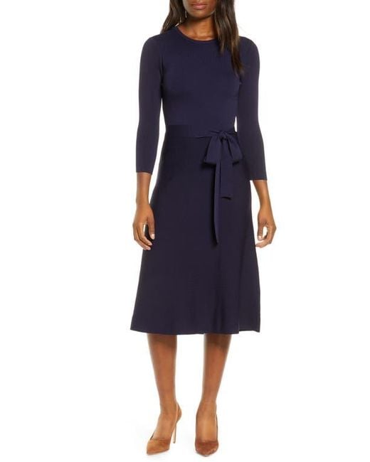 eliza j fit and flare dress navy Eliza J