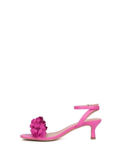 New York & Company Pink Gwendolyn Flower Strap Sandal