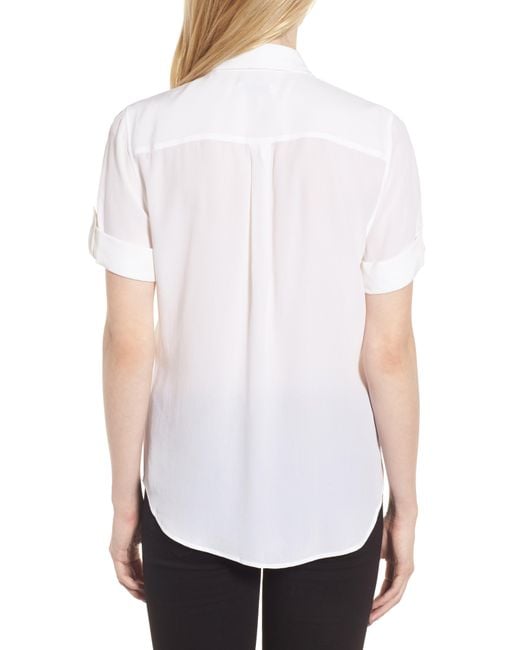 Equipment White Slim Signature Short Sleeve Silk Shirt