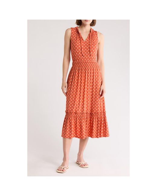 Melrose and Market Red Sleeveless Ruffle Hem Dress