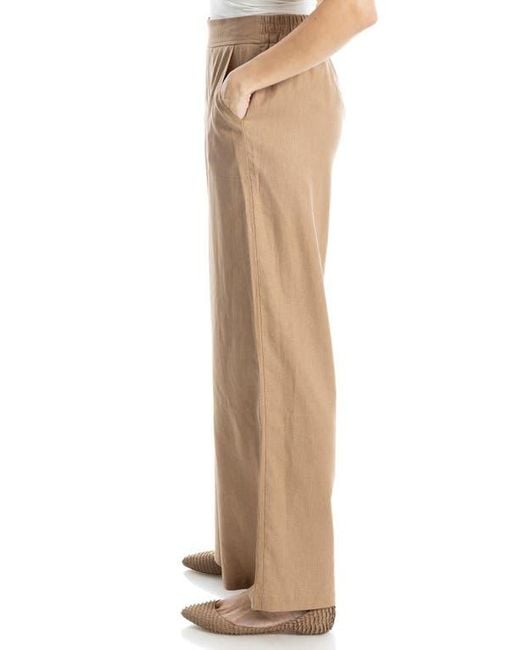 Max Studio Natural Stripe High Waist Linen & Cotton Pants