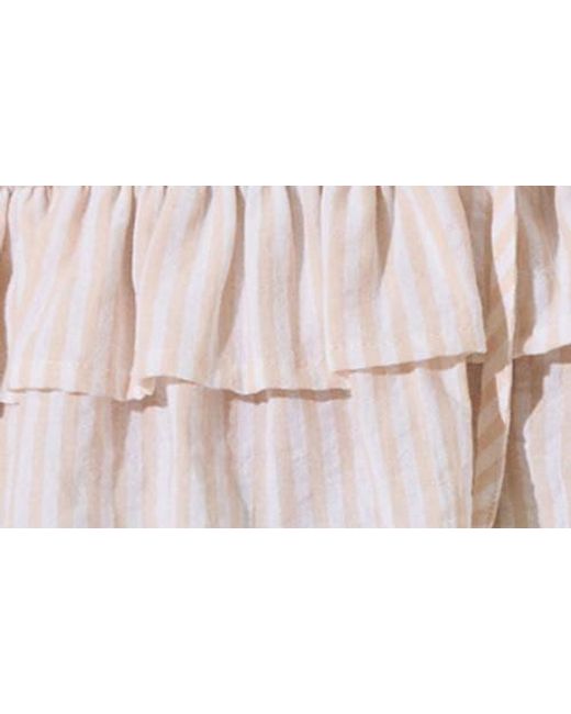 Astr Blue Tie Front Tiered Hem Top