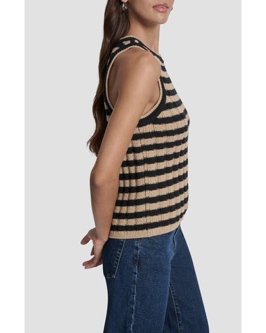 DKNY Multicolor Stripe Rib Knit Sleeveless Top