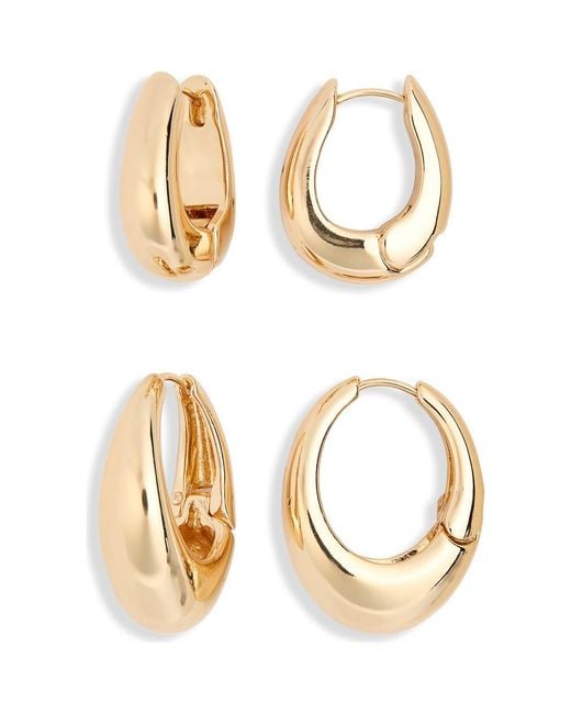 Leith Metallic 2-Pack Assorted Puffy Oval Earrings