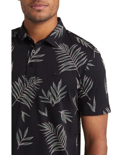 Travis Mathew Black Resort Town Leaf Print Golf Polo for men