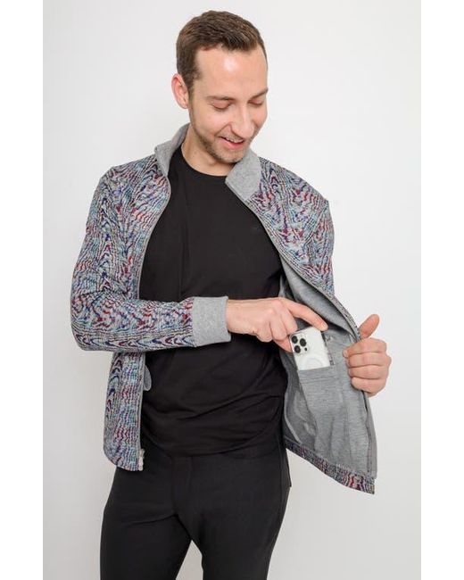 PINOPORTE Blue Handfill Bomber Jacket for men