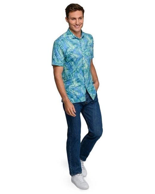 Con.struct Blue Palm Leaf Performance Knit Polo for men
