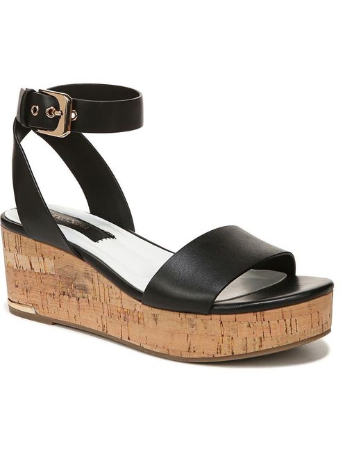 Franco Sarto Black Presley Ankle Strap Platform Wedge Sandal