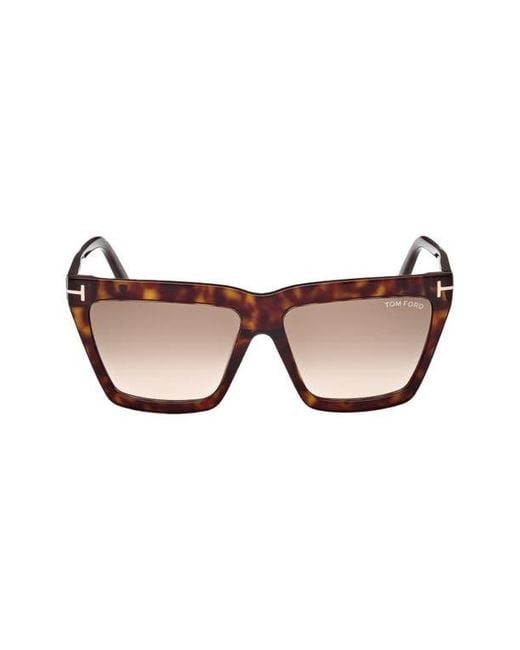 Tom Ford Brown Eden 56Mm Gradient Geometric Sunglasses