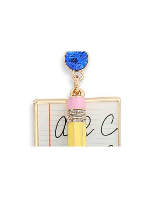 Leith Blue Notebook & Pencil Drop Earrings