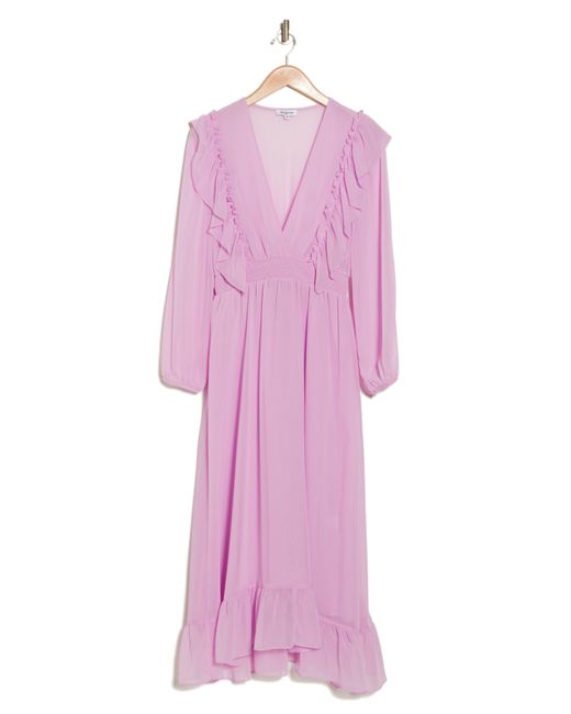 AREA STARS Pink Mina Long Sleeve Maxi Dress