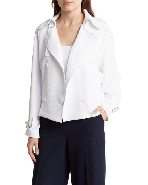 Adrianna Papell White Crop Trench Coat
