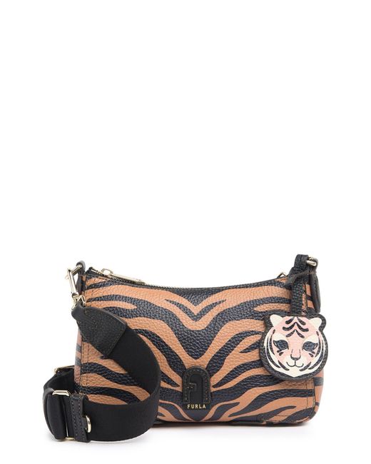 Furla Atena Tiger Stripe Leather Crossbody Bag In Toni Miele At
