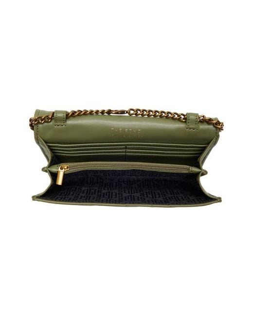 Kurt Geiger Green Soho Leather Wallet On Chain