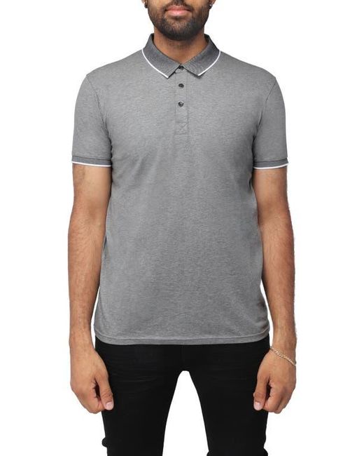 Xray Jeans Gray Knit Pipe Trim Polo for men