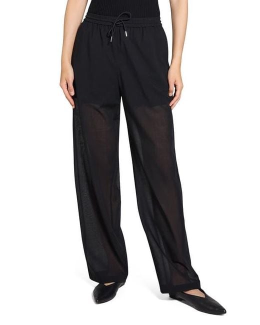 Theory Black Wool Blend Drawstring Pants
