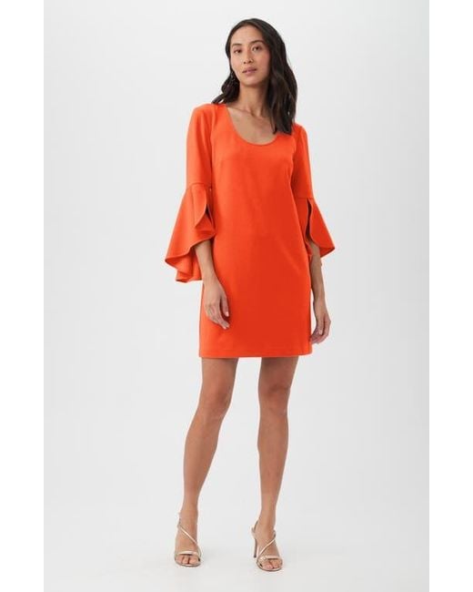 Trina Turk Orange Barbette Ruffle Sleeve Shift Dress