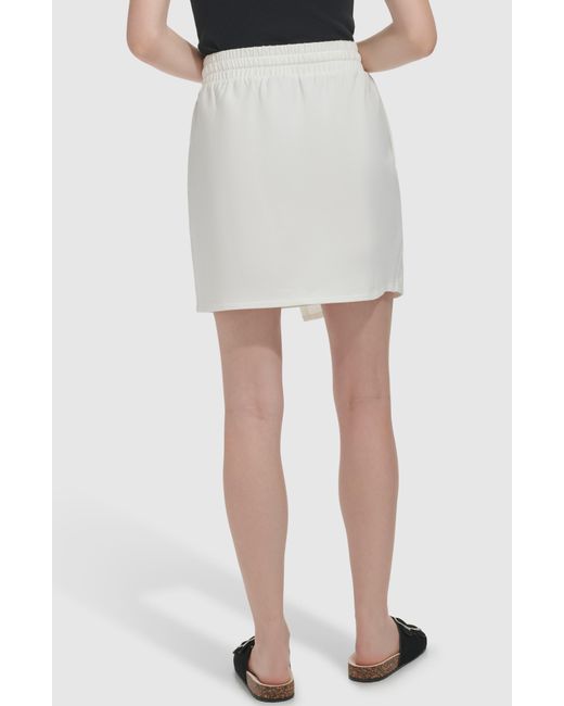Andrew Marc White Twill Faux Wrap Skirt