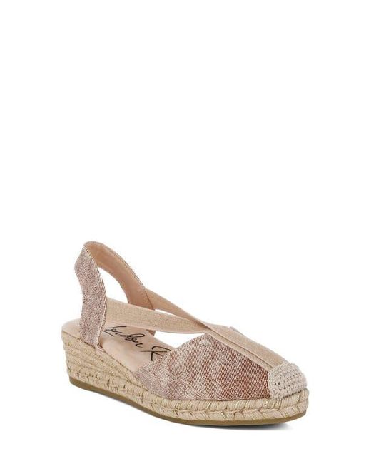 LONDON RAG Pink Port Side Metallic Espadrille Platform Wedge Pump