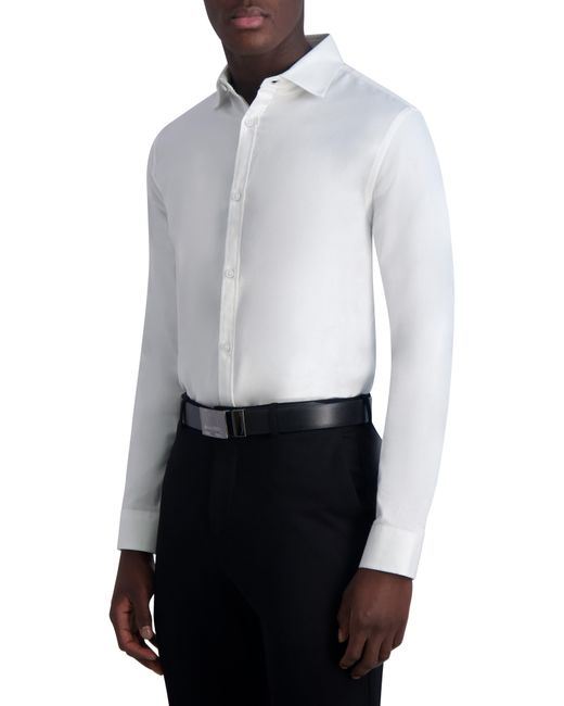 Karl Lagerfeld White Slim-fit Jacquard Woven Shirt for men