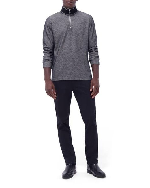 Bugatchi Blue Quarter Zip Performance Pullover for men